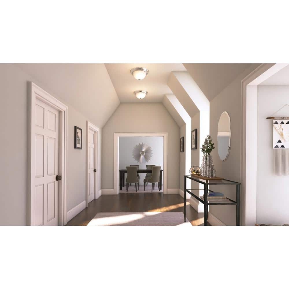 13-Inch Brushed Nickel and Frosted Glass Flush Mount Light