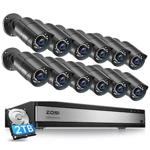 16-Channel 5MP-Lite 2TB Hard Drive DVR Security Camera System with 12 1080p Wired Bullet Cameras