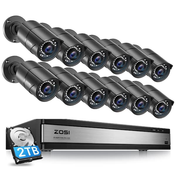 ZOSI 16Channel 5MPLite 2TB Hard Drive DVR Security Camera System with