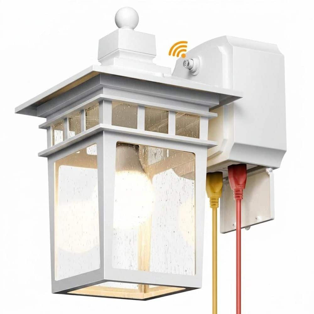 Heritage E26 Medium Base White Dusk to Dawn GFCI Outdoor Aluminum Wall Pack Light Porch Lights with Outlet,Dusk price history on PriceWatchPro