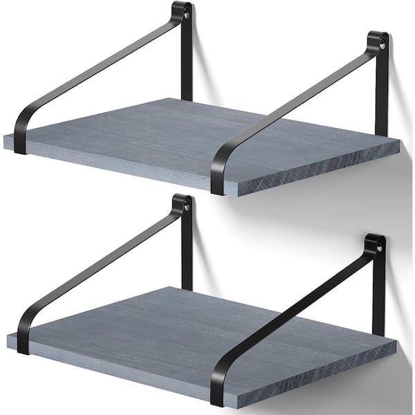 Unbranded 12 in. W x 16.5 in. D Weathered Grey Wood Floating Shelves for Wall Decor 2-Decorative Wall Shelf