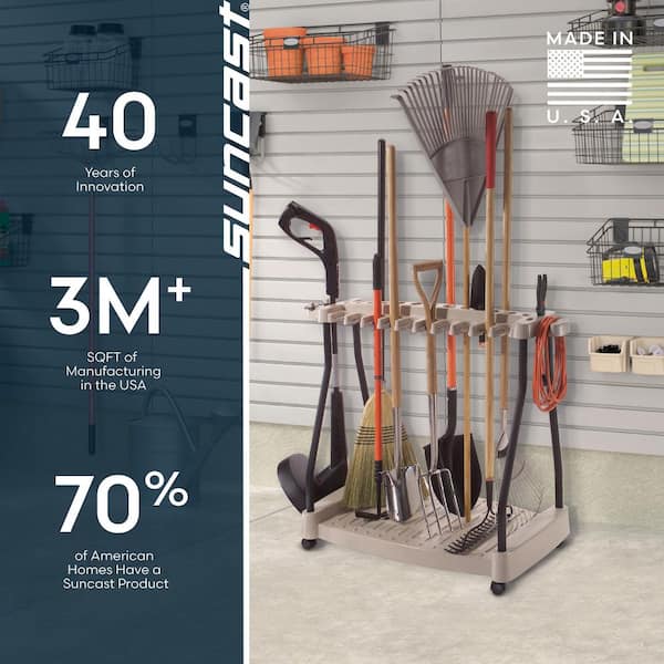 Suncast 42 in. Plastic Wheeled Tool Storage Rack RTC1000 - The