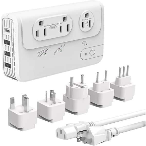 2000W Travel Voltage Converter 220V to 110V Adapter for European Travel with 7 Charging Ports and Global Plug