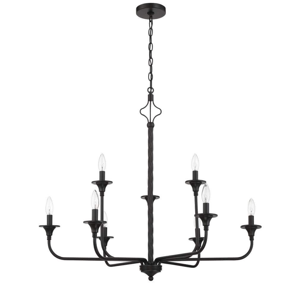 Flat Black 8-Light Candle Style Chandelier