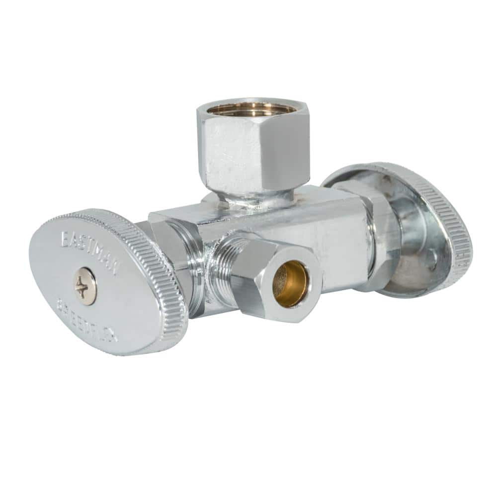 Chrome Dual Handle Multi-Turn Three Way Stop Valve
