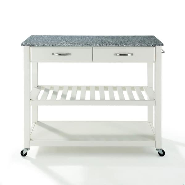 CROSLEY FURNITURE White Kitchen Cart With Granite Top