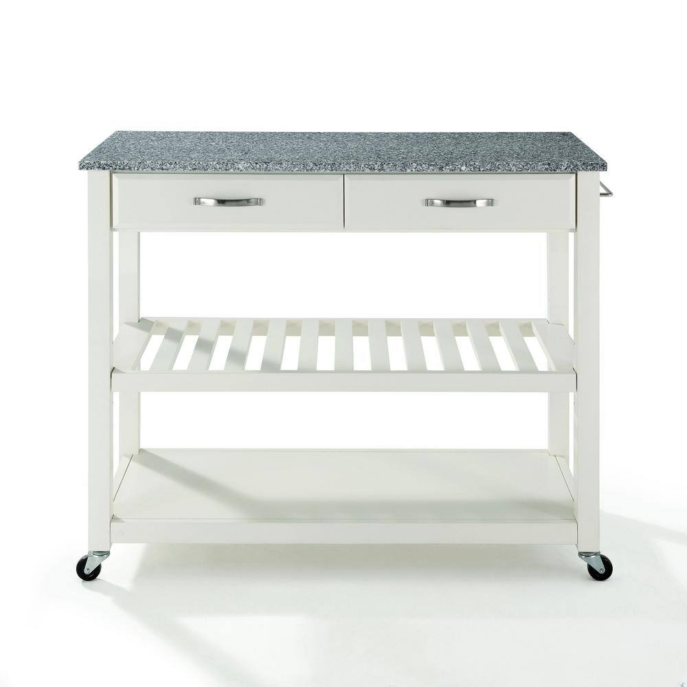 Crosley White Kitchen Cart With Granite TopKF30053WH The Home Depot