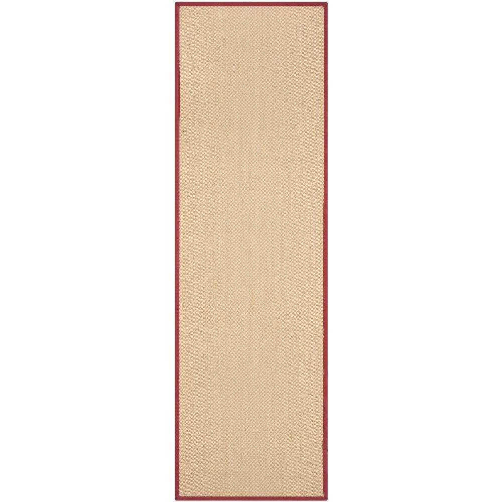 Natural Fiber Maize/Burgundy 3 ft. x 8 ft. Border Runner Rug price history on PriceWatchPro