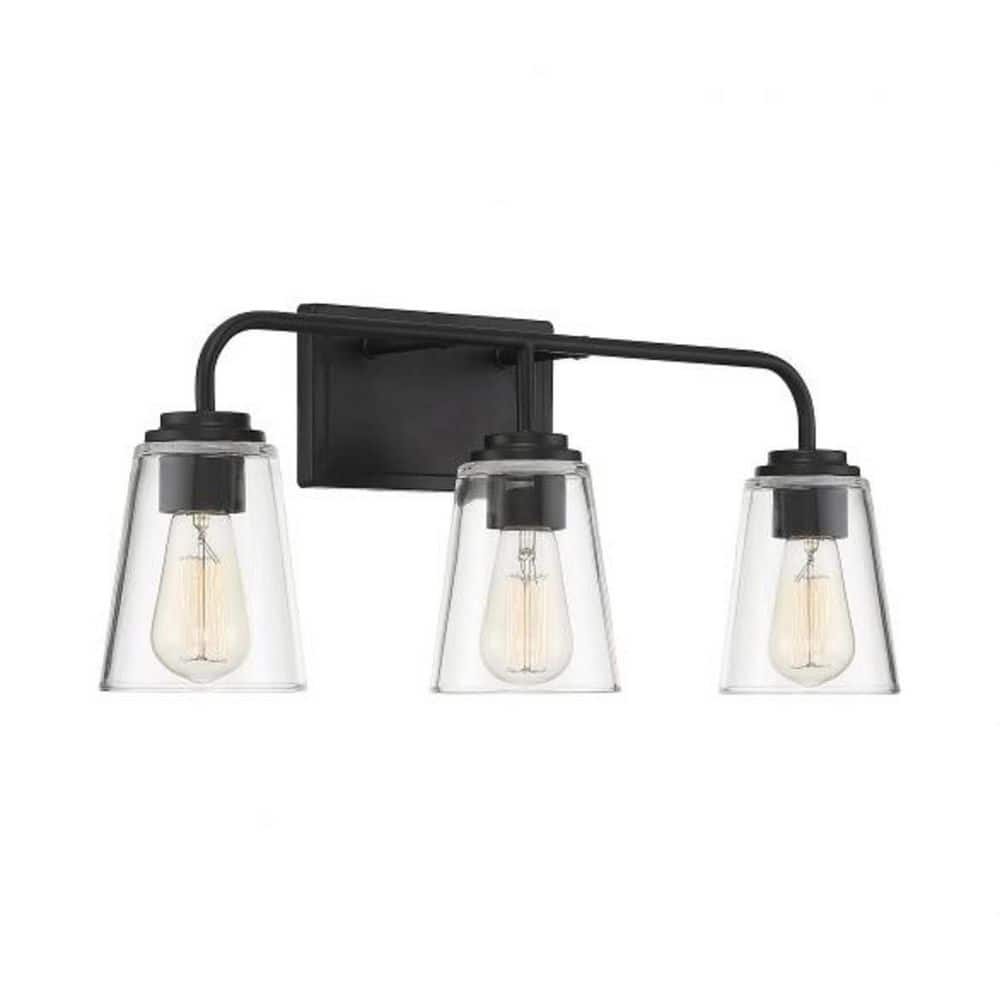 Sleek Matte Black 24" Outdoor Vanity Light with Dimmable Clear Glass Shades