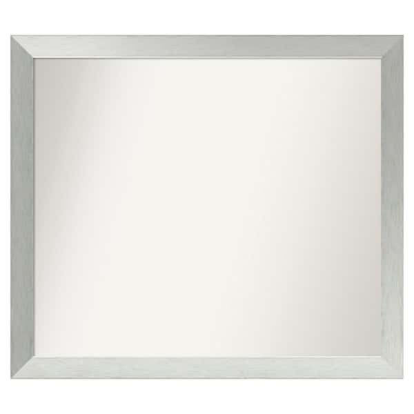Amanti Art Brushed Sterling Silver 40 in. x 35 in. Custom Non-Beveled Wood Framed Bathroom Vanity Wall Mirror