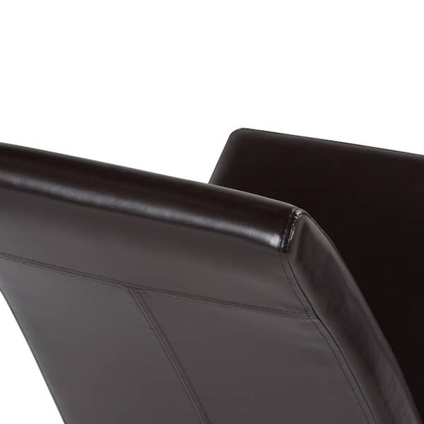 Acadian Transitional Parson Dining Chair in Tanners Brown Faux Leather (Set of 2)