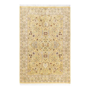 Mogul One-of-a-Kind Traditional Yellow 4 ft. 2 in. x 6 ft. 4 in. Oriental Area Rug