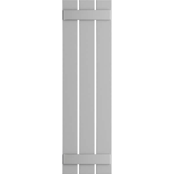 Ekena Millwork 17-1/8 in. x 76 in. True Fit PVC 3-Board Spaced Board and Batten Shutter Pair in Hailstorm Gray