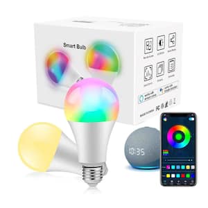 60-Watt A19 Smart Light Bulbs Full Color Changing Dimmable with Alexa & Google Home in White