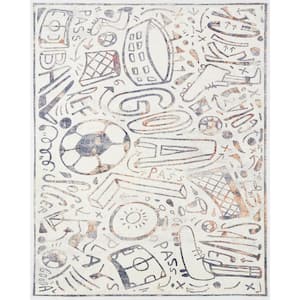 Sportsglyphs Multi-Colored 4 ft. x 6 ft. Abstract Area Rug