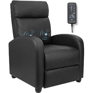 Black Massage Recliner PU Leather Faux Leather Home Theater Recliner with Padded Seat and Massage Backrest