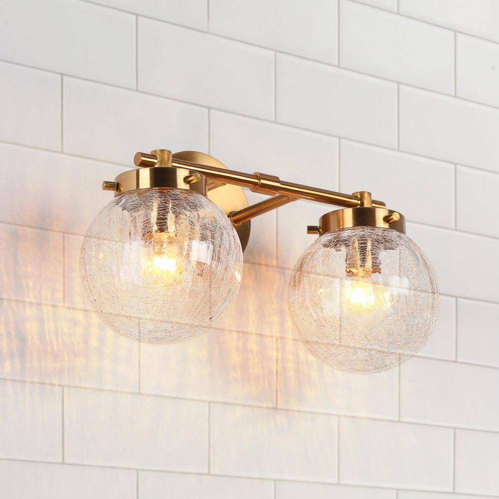 LNC Icecrac Modern 14 in. 2-Light Plated Brass Bathroom Vanity Light ...