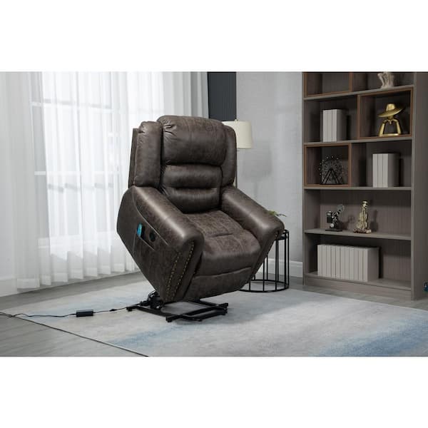 Gray Faux Leather Recliners Lift Chair Elderly Electric Recliner