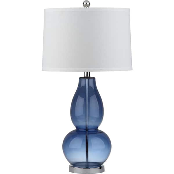 SAFAVIEH Mercurio 28.5 in. Blue Double Gourd Table Lamp with Off