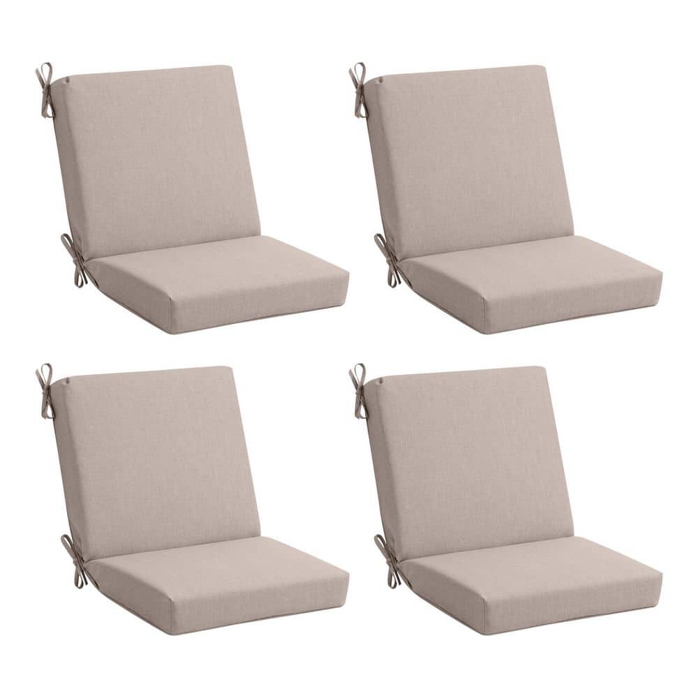 Hampton Bay Mid Back Universal Outdoor Cushion in Putty Beige (Set of 4) | The Home Depot