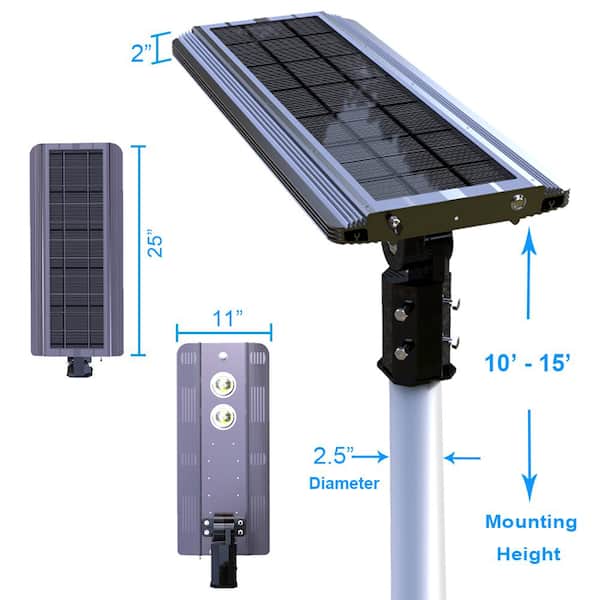 eLEDing Solar SMART LED Street Light for Commercial and Residential Parking Lots, Bike Paths, Walkways, Courtyard EE815W-SFBS - The Home Depot