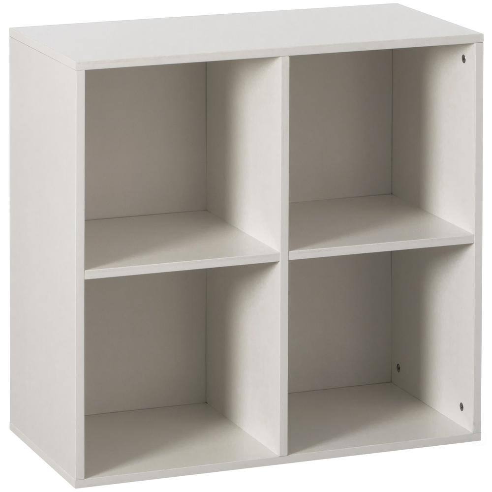 Basicwise 27.5 in. H White Modern Wooden Toy Storage Bookshelf 4 Cube ...