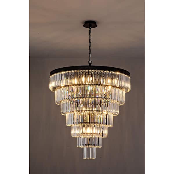 Modern Chandelier 40 in. 20-Lights Black Chandelier for Dining Room, Living Room, Foyer, Bedroom