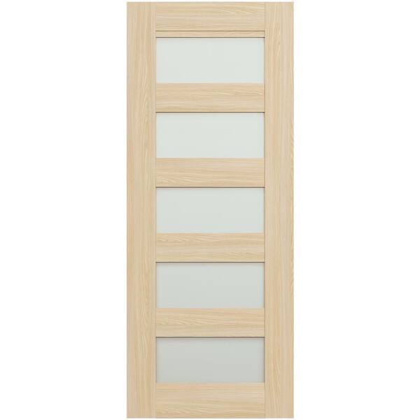 Belldinni Vona 07 07 28 In X 80 In No Bore 5 Lite Frosted Glass Loire Ash Wood Composite