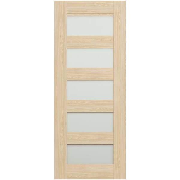 Belldinni Vona 07-07, 36 in. x 95.25 in. No Bore 5-Lite Frosted Glass Loire Ash Wood Composite Interior Door Slab