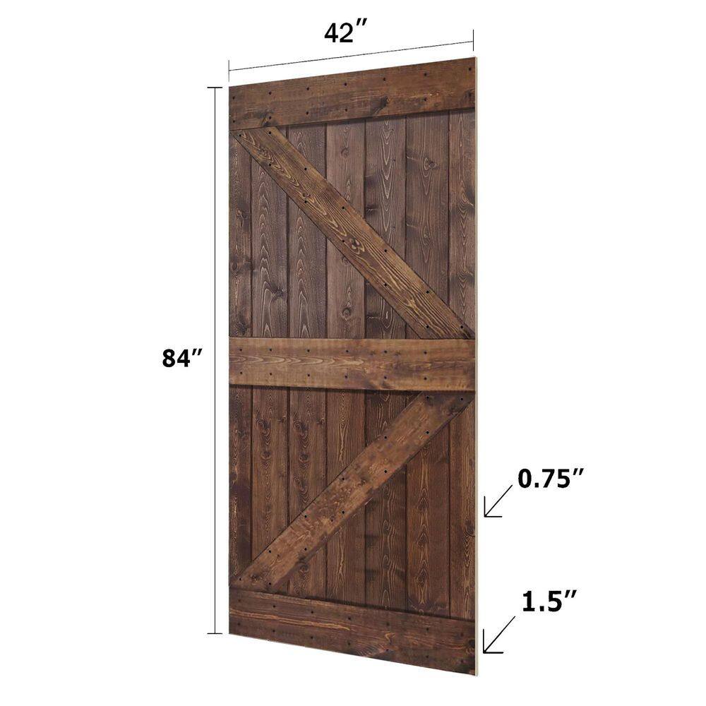 K Style 42" x 84" Dark Walnut Solid Wood Barn Door Slab