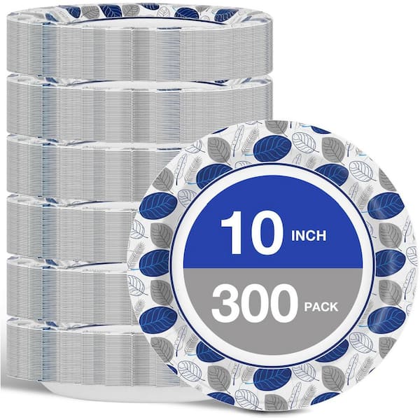 Disposable 10 in. Paper Plates, 300-Count Bulk Pack for Parties, Picnics, and Daily Use