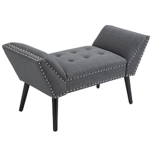 Grey Polyester Upholstered Tufted Entryway Bench 22 in. x 45 in. x 18 in.