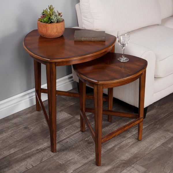 Butler Specialty Company 26.0 in. H x 24.75 in. W x 24.75 in. D Medium Brown Finnegan Wood Triangle Shape Nesting Tables (Set of 2)