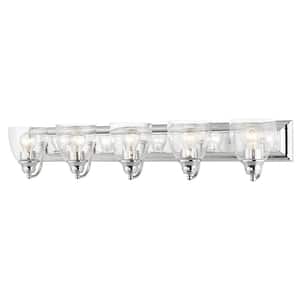 Thacher 36 in. 5-Light Polished Chrome Vanity Light with Clear Glass