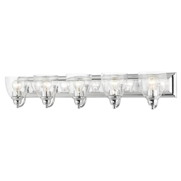 AVIANCE LIGHTING Thacher 36 in. 5-Light Polished Chrome Vanity Light with Clear Glass