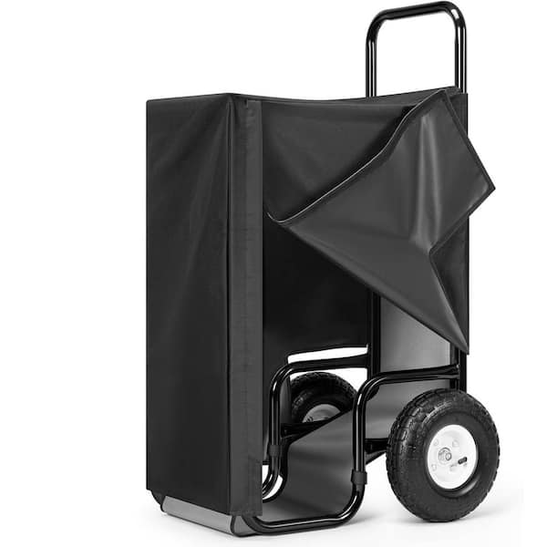 13. 3 in. W Heavy Duty Steel Indoor/Outdoor Firewood Rack Cart with Cover