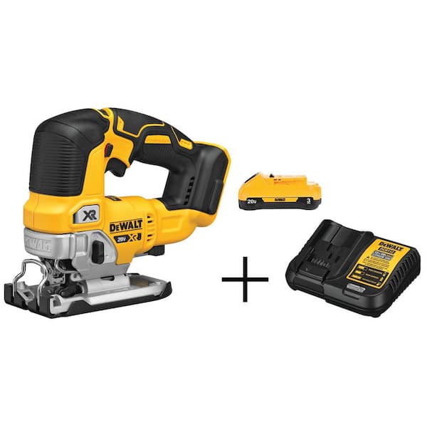 DEWALT 20V MAX XR Cordless Brushless Jigsaw, (1) MAX Compact Lithium-Ion 3.0Ah Battery, and 12V-20V MAX DCS334BW230C - The Home Depot