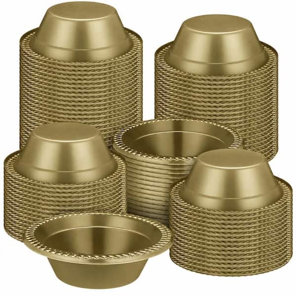 12 fl. oz. Gold Plastic Disposable Salad and Soup Bowls with Wide Rim for Parties Set of 100