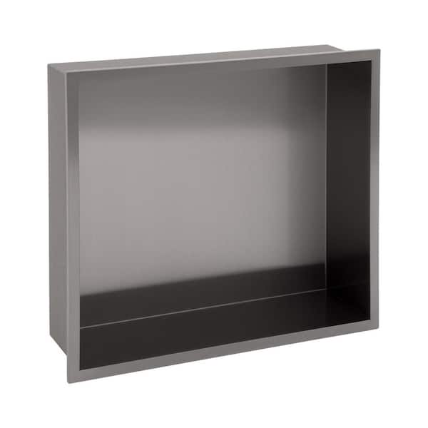 Sarlai 16 in. W x 4 in. H x 14 in. D Stainless Steel Shower Niche Set of 1 Piece in Matte Black Single Shelf Organizer Storage