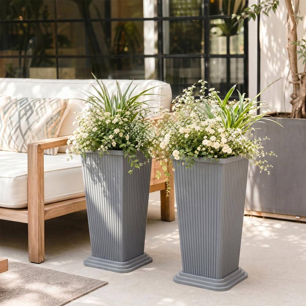 23.6 in. Gray Weather Resistant Outdoor Planter Box (Set of 2) price history on PriceWatchPro