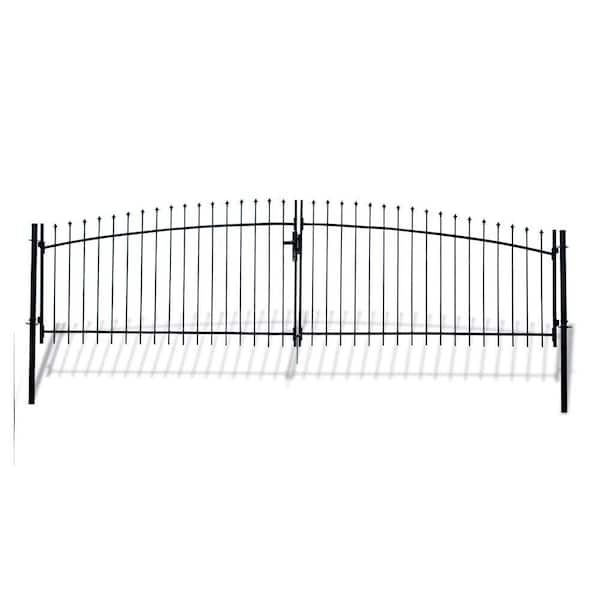 ALEKO Athens Style 15 ft. x 5 ft. Black Steel DIY Dual Swing Driveway Fence Gate