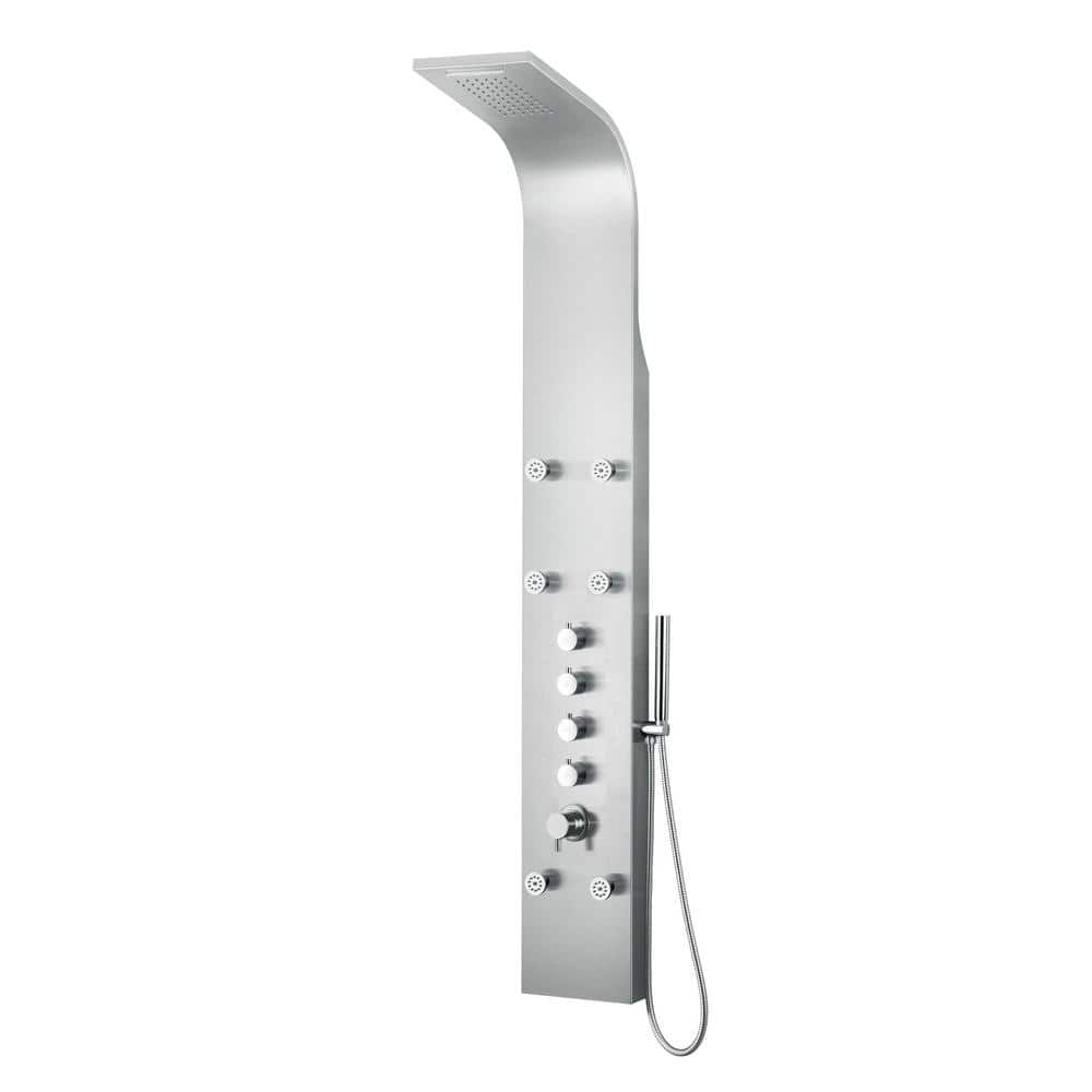 Brushed Stainless Steel 63'' Shower Panel with Fixed Shower Head