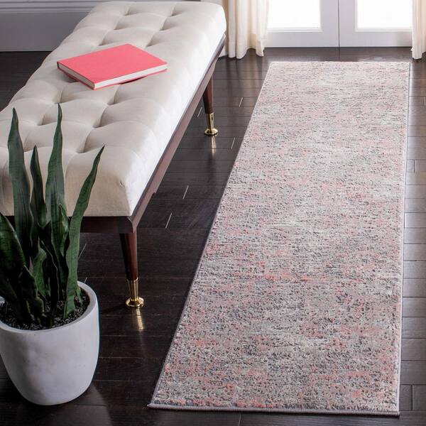 Meadow 2 ft. x 7 ft. Gray/Pink Distressed Marble Runner Rug