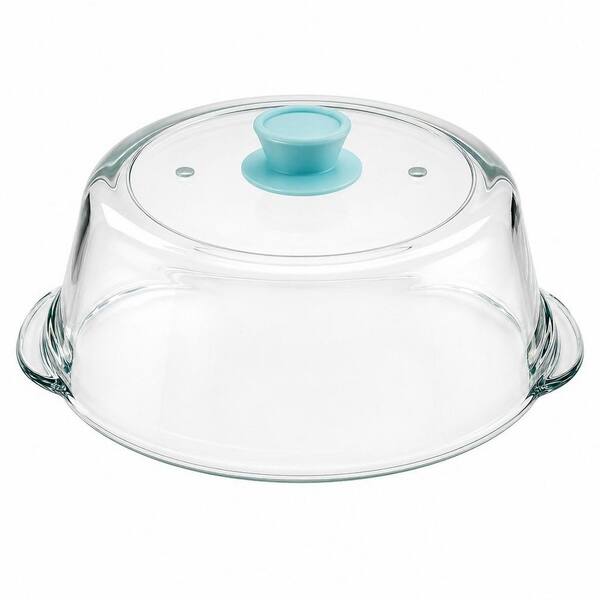 11 in. Clear Tall Glass Plate Splatter Guard Lid with Silicone Knob, Microwave Splatter Cover with Vent Hole