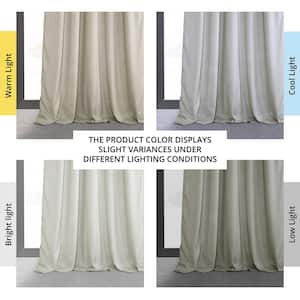 Porcelain White Velvet Pinch Pleat Blackout Curtain - 25 in. W x 108 in. L (1 Panel)