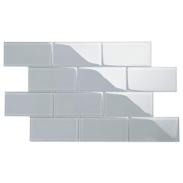 Giorbello True Gray 3 in. x 6 in. x 8 mm Glass Subway Tile (5 sq. ft./case)