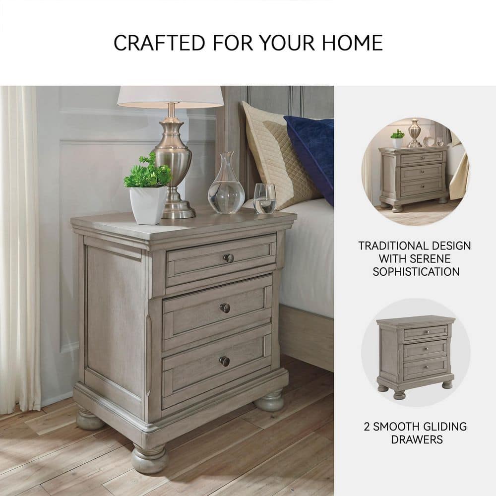Lettner Gray 2-Drawers 28.75 in. W Nightstand - thumbnail 7