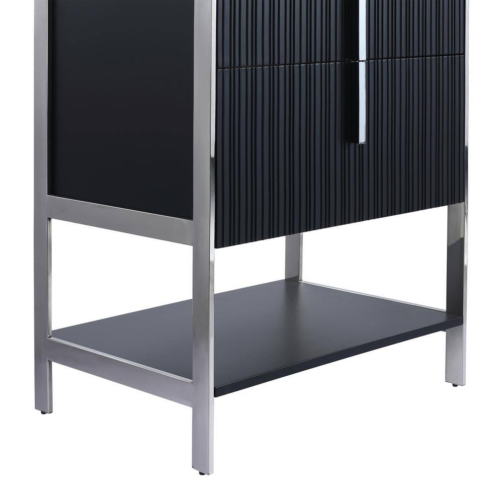 24 in. W x 18 in. D x 33.5 in. H Bath Vanity in Black Matte with White Glass Single Hole Top with Chrome Hardware price history on PriceWatchPro
