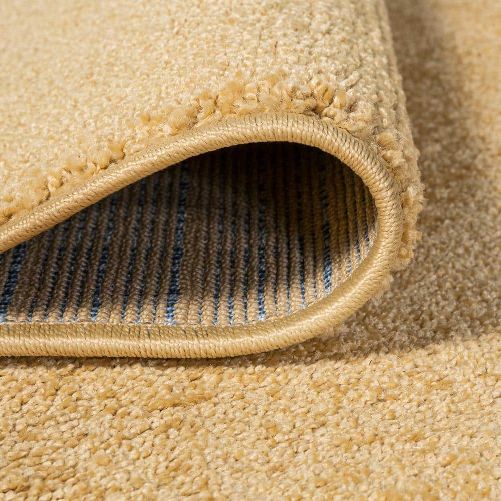 Mustard Synthetic Low-Pile Reversible Indoor Area Rug