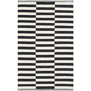 Montauk Ivory/Black 3 ft. x 4 ft. Striped Area Rug